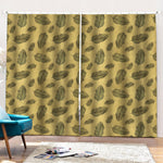 Black And Gold Feather Pattern Print Pencil Pleat Curtains