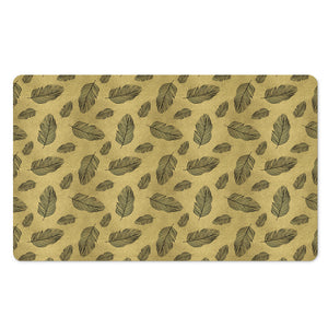 Black And Gold Feather Pattern Print Polyester Doormat