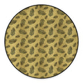 Black And Gold Feather Pattern Print Round Floor Mat