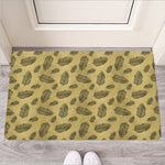 Black And Gold Feather Pattern Print Rubber Doormat
