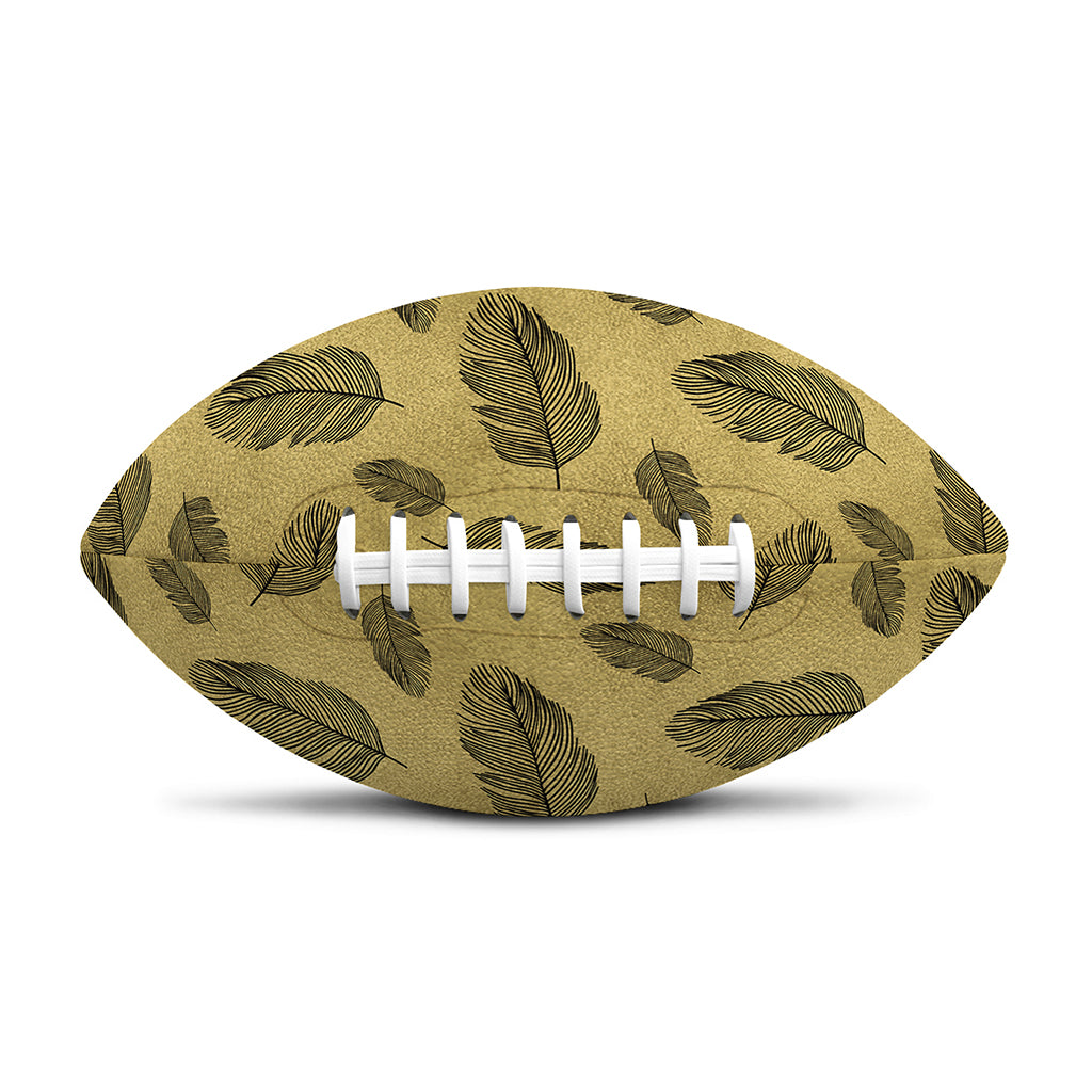 Black And Gold Feather Pattern Print Rugby Ball