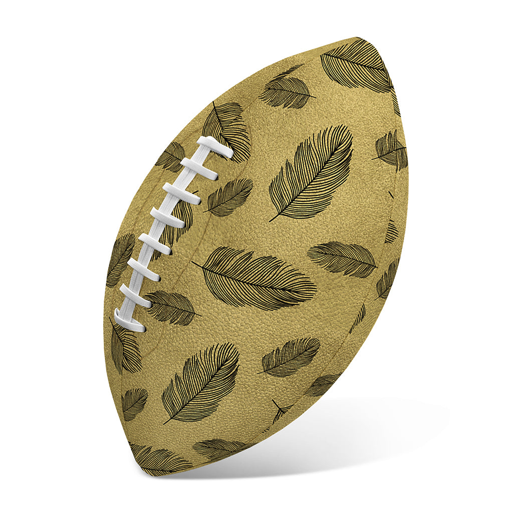 Black And Gold Feather Pattern Print Rugby Ball
