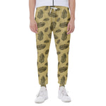 Black And Gold Feather Pattern Print Scuba Joggers