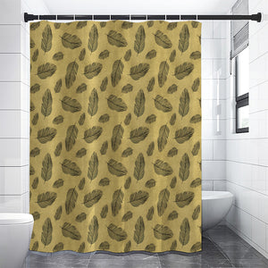 Black And Gold Feather Pattern Print Shower Curtain