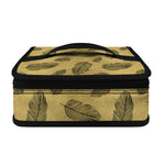 Black And Gold Feather Pattern Print Small Lunch Bag