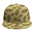 Black And Gold Feather Pattern Print Snapback Cap