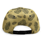 Black And Gold Feather Pattern Print Snapback Cap