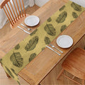 Black And Gold Feather Pattern Print Table Runner