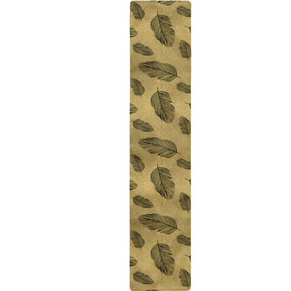 Black And Gold Feather Pattern Print Table Runner
