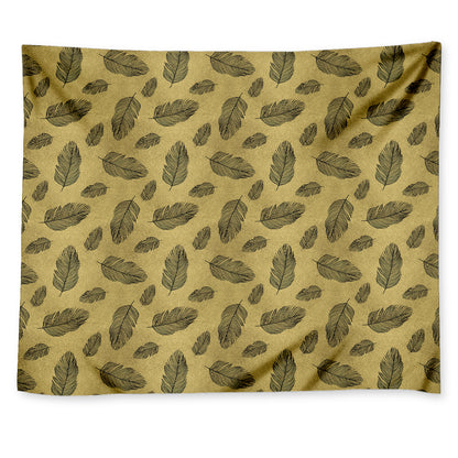Black And Gold Feather Pattern Print Tapestry