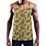 Black And Gold Feather Pattern Print Training Tank Top
