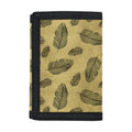 Black And Gold Feather Pattern Print Trifold Wallet