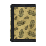 Black And Gold Feather Pattern Print Trifold Wallet