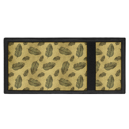 Black And Gold Feather Pattern Print Trifold Wallet