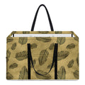 Black And Gold Feather Pattern Print Utility Tote Bag