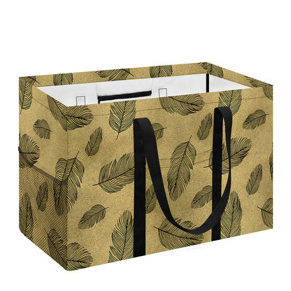 Black And Gold Feather Pattern Print Utility Tote Bag
