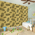 Black And Gold Feather Pattern Print Wall Sticker