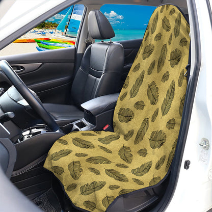 Black And Gold Feather Pattern Print Waterproof Car Seat Cover
