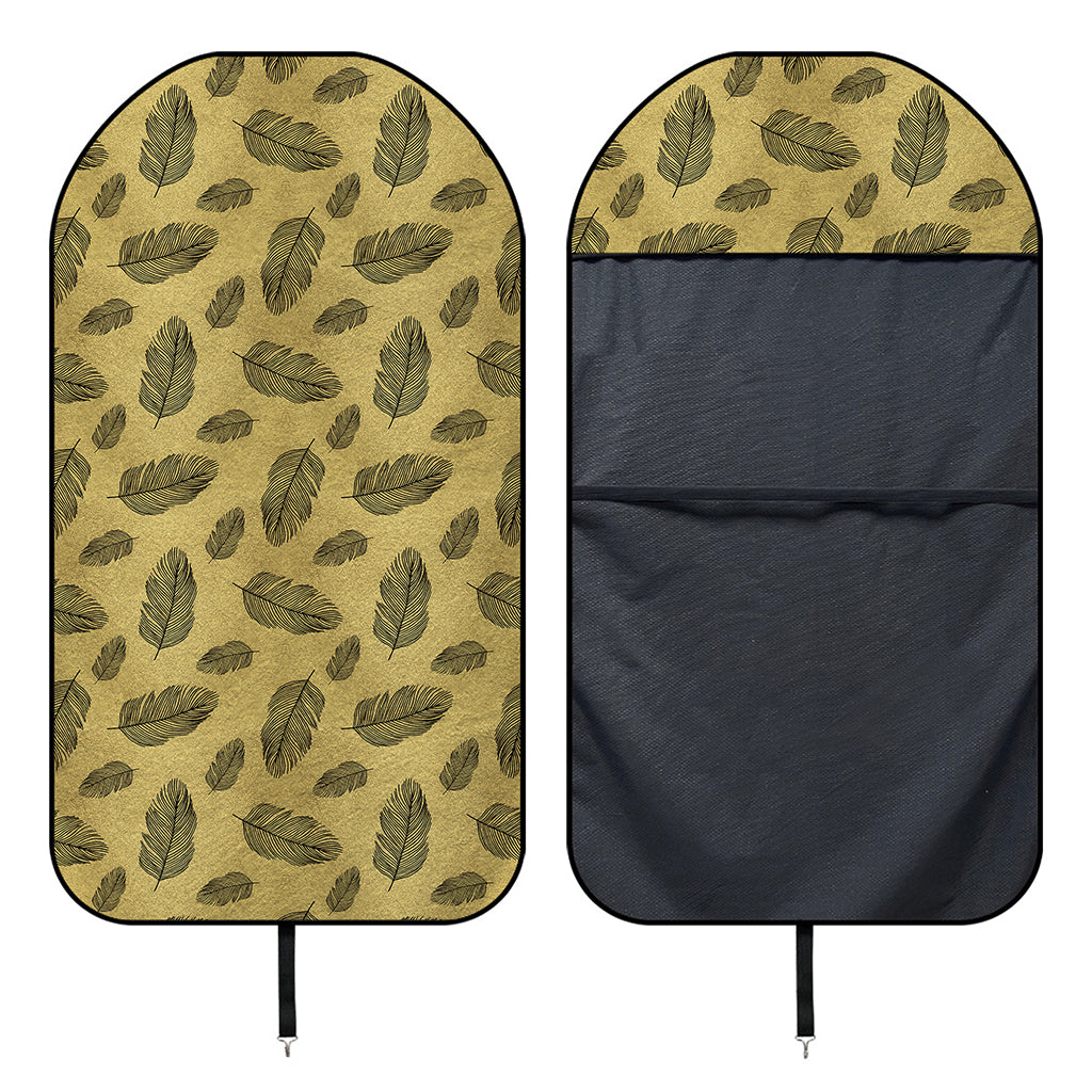 Black And Gold Feather Pattern Print Waterproof Car Seat Cover