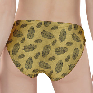 Black And Gold Feather Pattern Print Women's Panties