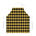 Black And Gold Harlequin Pattern Print Adjustable Apron