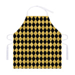 Black And Gold Harlequin Pattern Print Adjustable Apron