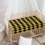 Black And Gold Harlequin Pattern Print Baby Crib Sheet