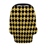 Black And Gold Harlequin Pattern Print Baby Seat Cover