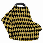 Black And Gold Harlequin Pattern Print Baby Seat Cover