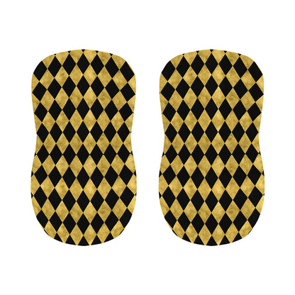 Black And Gold Harlequin Pattern Print Bar Stool Covers