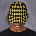 Black And Gold Harlequin Pattern Print Baseball Cap