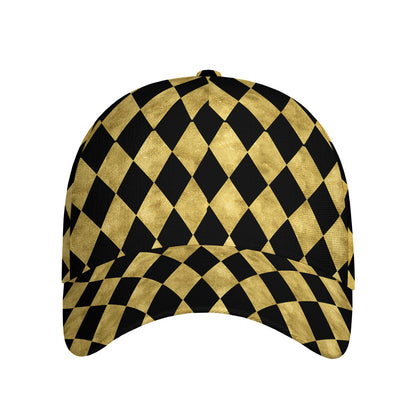Black And Gold Harlequin Pattern Print Baseball Cap