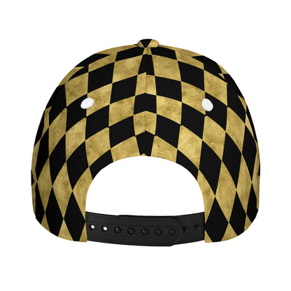Black And Gold Harlequin Pattern Print Baseball Cap