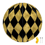 Black And Gold Harlequin Pattern Print Basketball