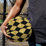 Black And Gold Harlequin Pattern Print Basketball