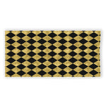 Black And Gold Harlequin Pattern Print Beach Towel