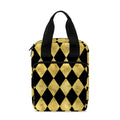 Black And Gold Harlequin Pattern Print Bible Tote Bag