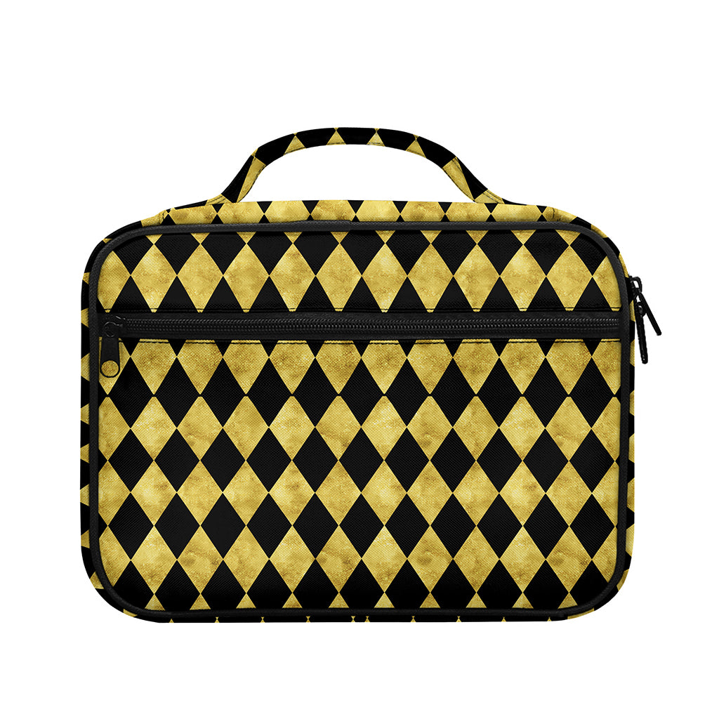 Black And Gold Harlequin Pattern Print Briefcase Bible Bag