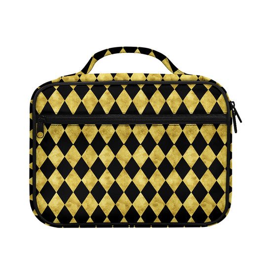 Black And Gold Harlequin Pattern Print Briefcase Bible Bag
