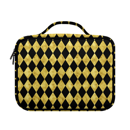 Black And Gold Harlequin Pattern Print Briefcase Bible Bag