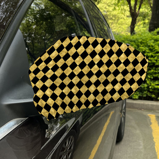 Black And Gold Harlequin Pattern Print Car Side Mirror Covers