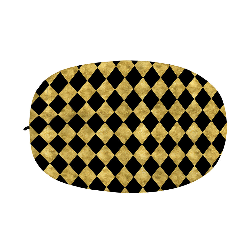 Black And Gold Harlequin Pattern Print Car Side Mirror Covers
