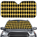 Black And Gold Harlequin Pattern Print Car Windshield Sun Shade