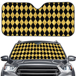 Black And Gold Harlequin Pattern Print Car Windshield Sun Shade