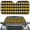 Black And Gold Harlequin Pattern Print Car Windshield Sun Shade