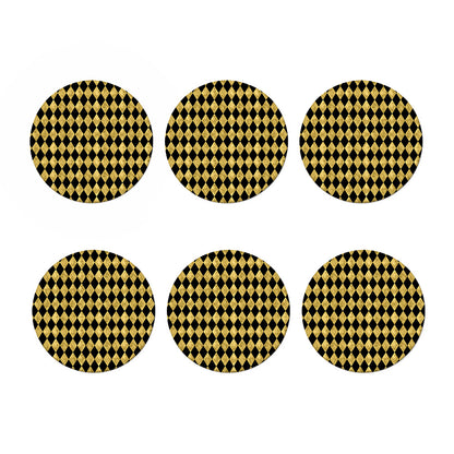 Black And Gold Harlequin Pattern Print Coaster Set
