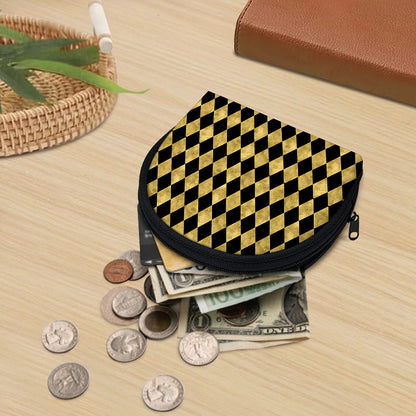 Black And Gold Harlequin Pattern Print Coin Purse