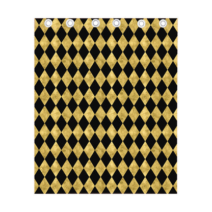 Black And Gold Harlequin Pattern Print Curtain
