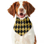 Black And Gold Harlequin Pattern Print Dog Bandana