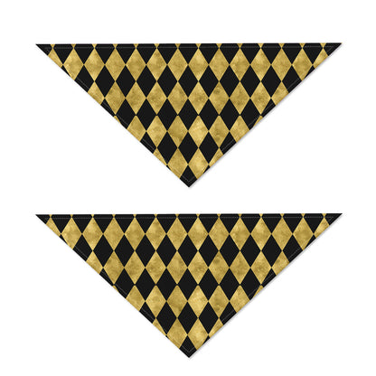 Black And Gold Harlequin Pattern Print Dog Bandana